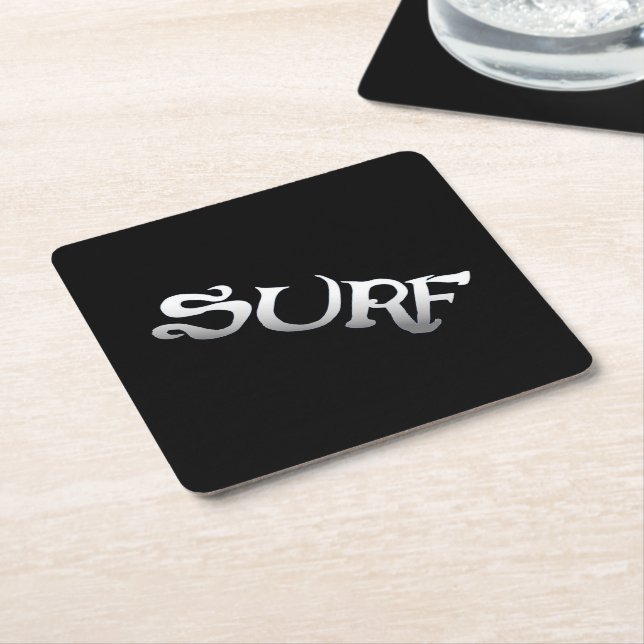 Surf black tilted paper coasters (Angled)