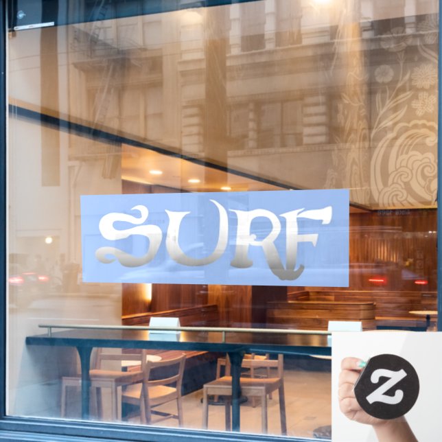 Surf blue large window cling front stick (Cafe Window)