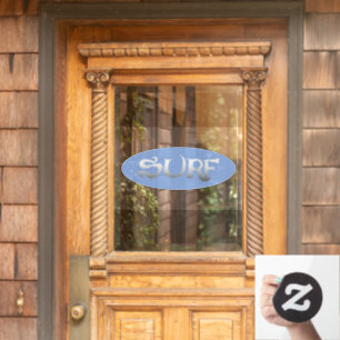 Surf blue oval see-thru window cling front stick
