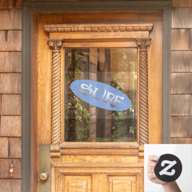 Surf blue tilt see-thru window cling front stick (Home Door)