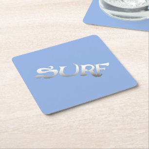 Surf blue tilted paper coasters
