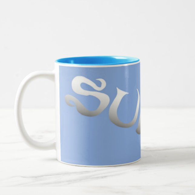 Surf blue tilted two tone mug (Left)