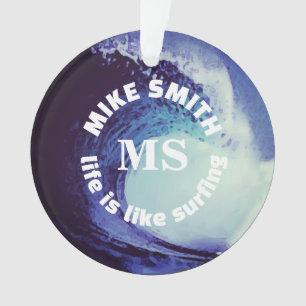 Surf Blue Wave Ornament