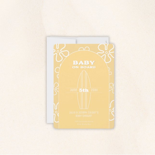 Surf Board Baby Shower - Custom Gender Neutral Invitation (Baby on Board Gender Neutral Shower)