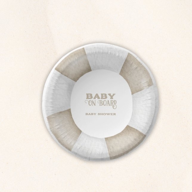 Surf Board Baby Shower Custom Paper Plate (Baby on Board Gender Neutral Shower)