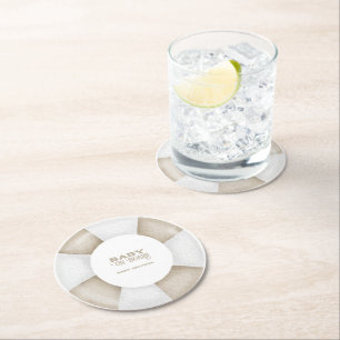 Surf Board Baby Shower Custom Round Paper Coaster