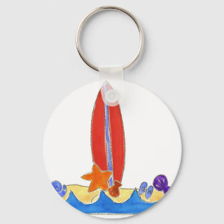 Surf Board Beach Key Ring