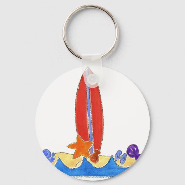 Surf Board Beach Key Ring (Front)