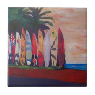 Surf Board Fence Wall at the Seaside Tile