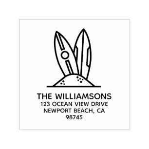 Surf Board Return Address Self-inking Stamp