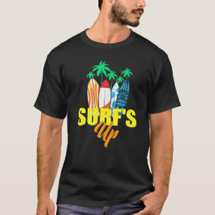Surf Board Saltwater Wave Catching Beach Colourful T-Shirt
