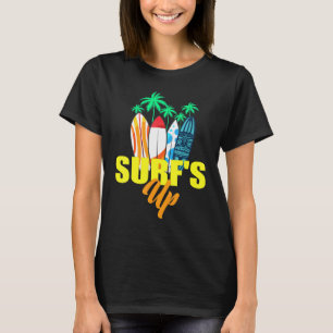 Surf Board Saltwater Wave Catching Beach Colourful T-Shirt