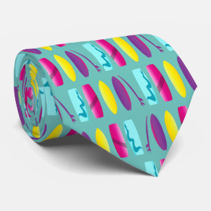 Surf Boards Kiteboarding Fun Teal Patterned Tie