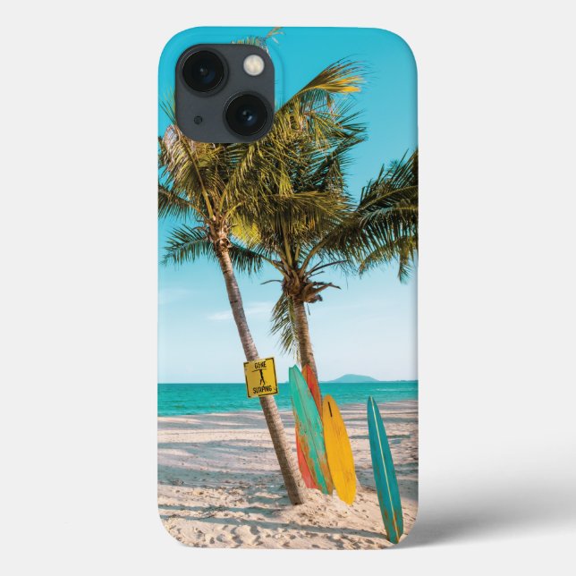 Surf boards on beach throw pillow Case-Mate iPhone case (Back)