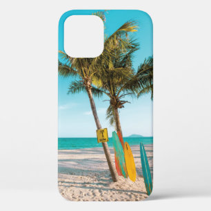 Surf boards on beach throw pillow iPhone 12 pro case