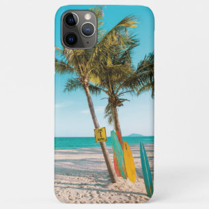 Surf boards on beach throw pillow iPhone 11 pro max case
