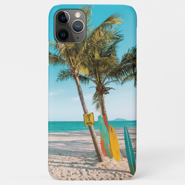 Surf boards on beach throw pillow Case-Mate iPhone case (Back)