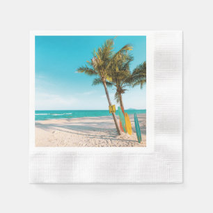 Surf boards on beach throw pillow napkin
