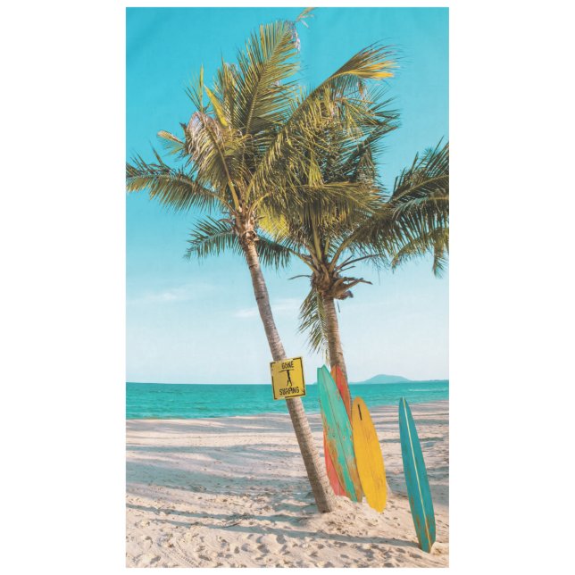 Surf boards on beach throw pillow tablecloth (Front)