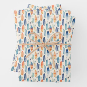 Surf Boards on Ivory Wrapping Paper Sheet