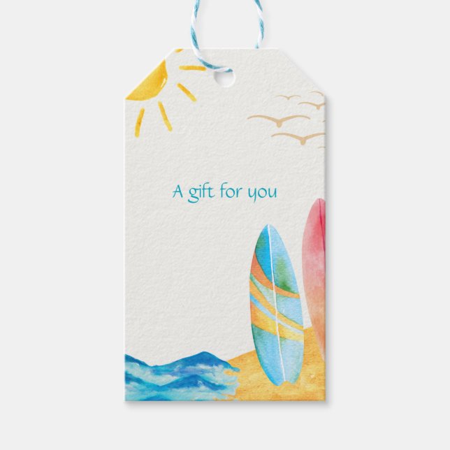 Surf Boards on Sand  Gift Tags (Front)