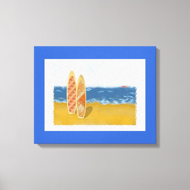 Surf Boards On The Beach Wrapped Canvas Art (Front)