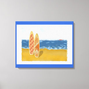 Surf Boards On The Beach Wrapped Canvas Art
