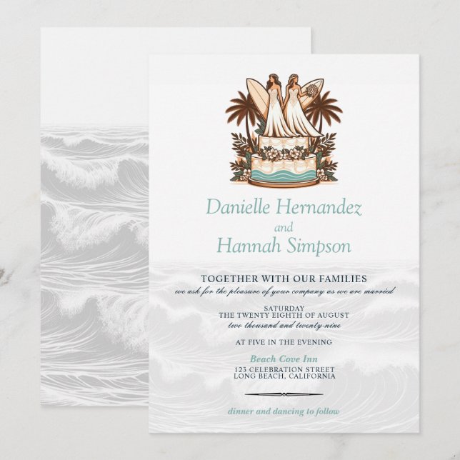 Surf Brides Wedding Invitation (Front/Back)
