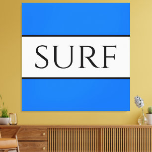 SURF Bright Nautical Blue White Summer Stripes Canvas Print
