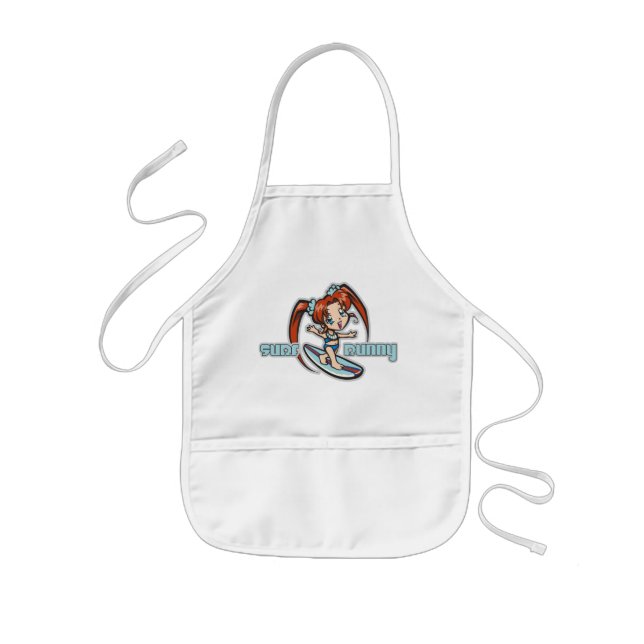 Surf Bunny Surfer Girl Cartoon Kids Apron (Front)