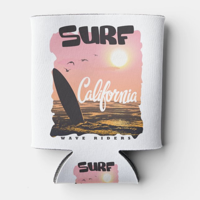 Surf California Beach Can Cooler (Front)