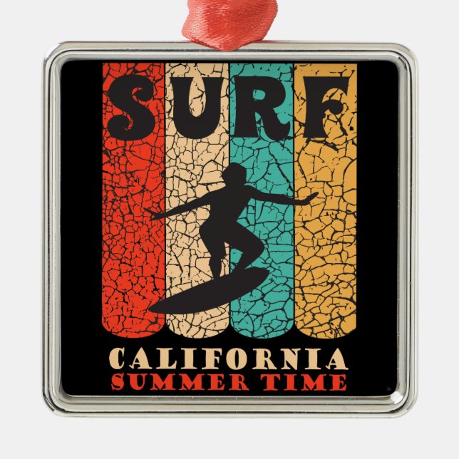 Surf California Metal Tree Decoration (Front)