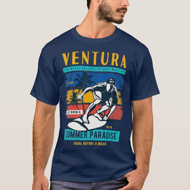 Surf California Ventura Beach   70s 80s Ventura T-Shirt (Front)