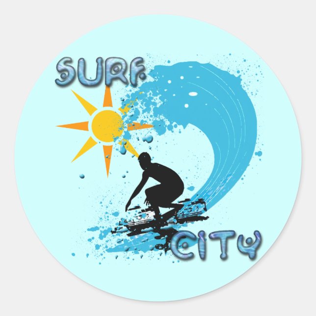 SURF CITY CLASSIC ROUND STICKER (Front)