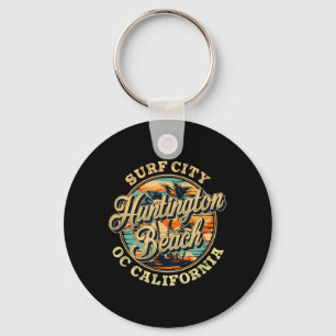 Surf City Huntington Beach California Retro Key Ring
