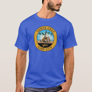 Surf City Logo Lighthouse with Woodie Sticker Wood T-Shirt