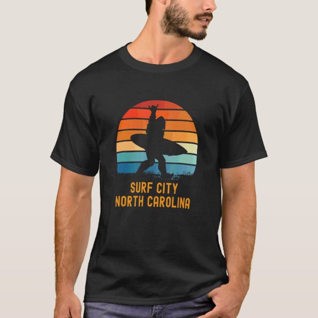 Surf City  North Carolina Sasquatch Souvenir T-Shirt (Front)