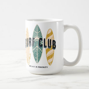 Surf Club Summer Beach Vacation Funny Vintage Coffee Mug
