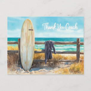 Surf Coach Thank You Postcard Coastal Surfboard