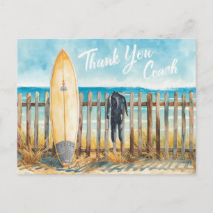 Surf Coach Thank You Postcard   Coastal Surfboard 