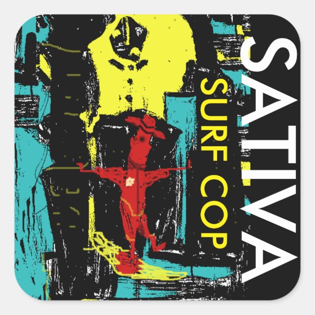 SURF COP SATIVA SQUARE STICKER (Front)