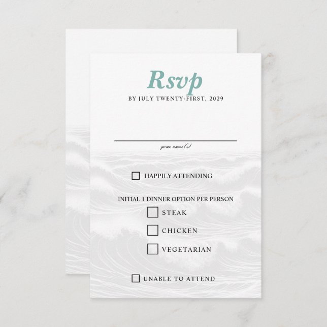 Surf Couple Food Choices RSVP Card (Front/Back)