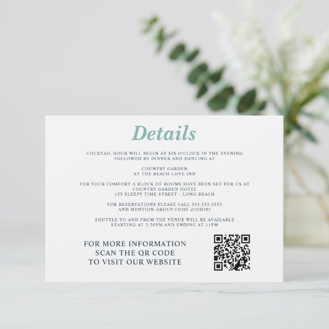 Surf Couple Wedding Enclosure Card (Standing Front)