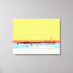 Surf Days - Galveston Island, Pleasure Pier Canvas Print