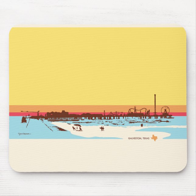 Surf Days - Galveston Island, Pleasure Pier Mouse Mat (Front)