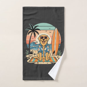 Surf Dog Retro Beach Summer Hand Towel