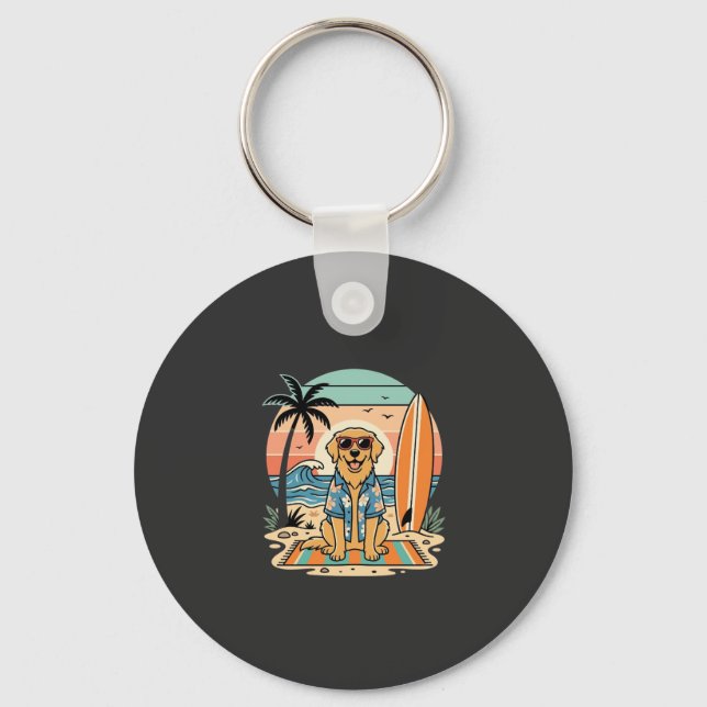 Surf Dog Retro Beach Summer Key Ring (Front)