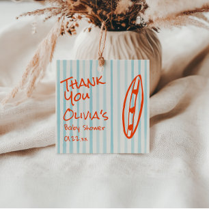 Surf Drawn Blue Orange Baby On Board Baby Shower Favour Tags
