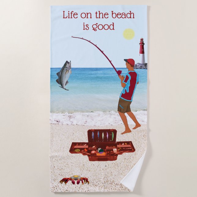 Surf Fishing Beach Towel (Front)
