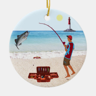 Surf Fishing Ceramic Tree Decoration